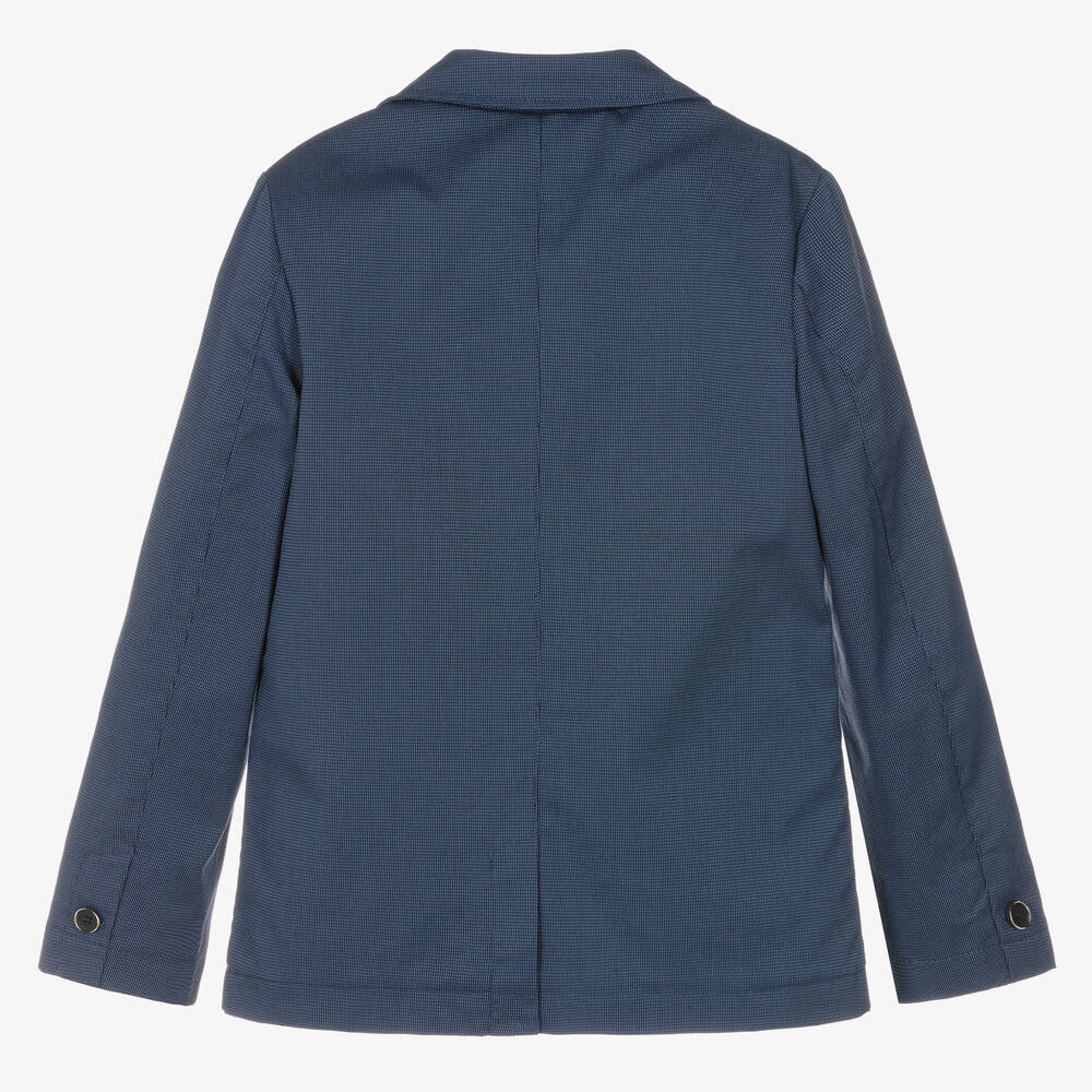 iDO Junior-Boys Blue Jacquard Jacket  | Childrensalon Outlet