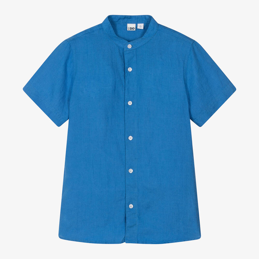 iDO Junior-Boys Blue Linen Shirt | Childrensalon Outlet