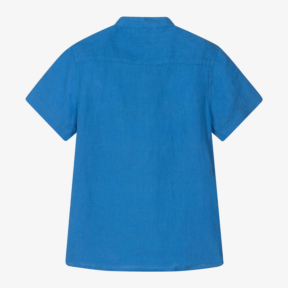 iDO Junior-Boys Blue Linen Shirt | Childrensalon Outlet