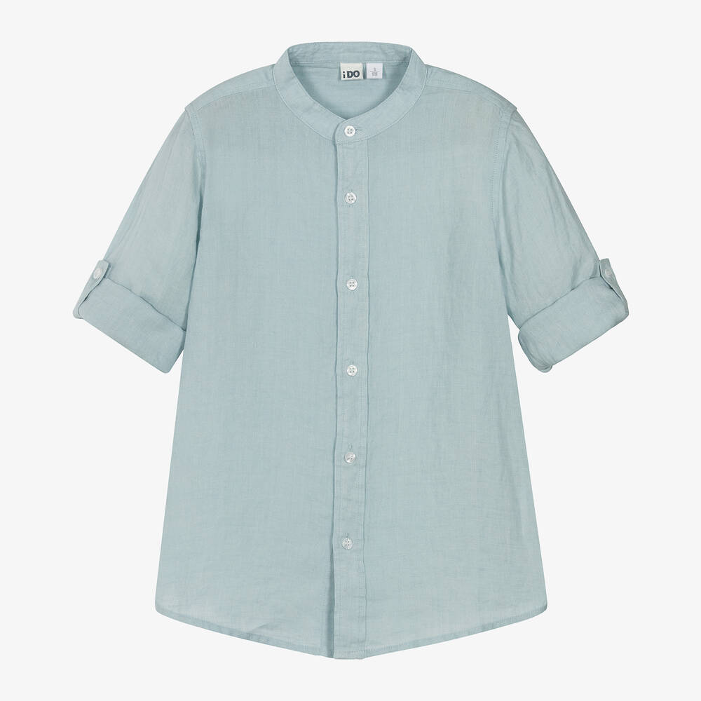 iDO Junior-Boys Blue Linen Shirt | Childrensalon Outlet