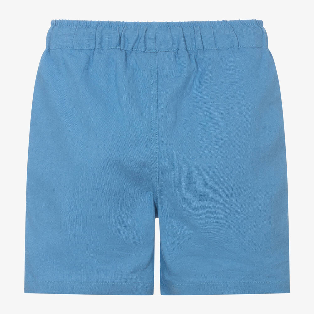 iDO Малыши-Boys Blue Linen & Viscose Shorts | Childrensalon Outlet
