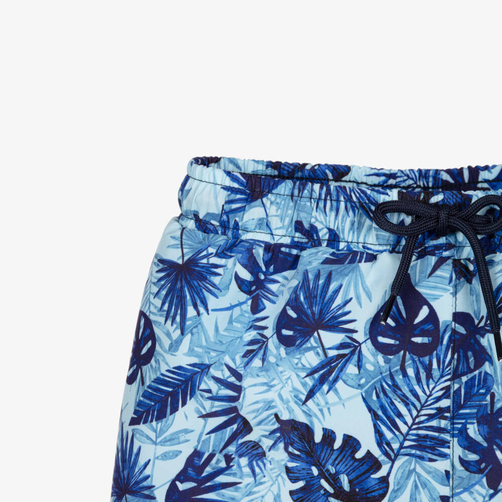 iDO-Boys Blue Palm Leaf Print Swim Shorts | Childrensalon Outlet