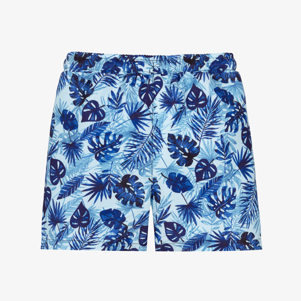 iDO-Boys Blue Palm Leaf Print Swim Shorts | Childrensalon Outlet