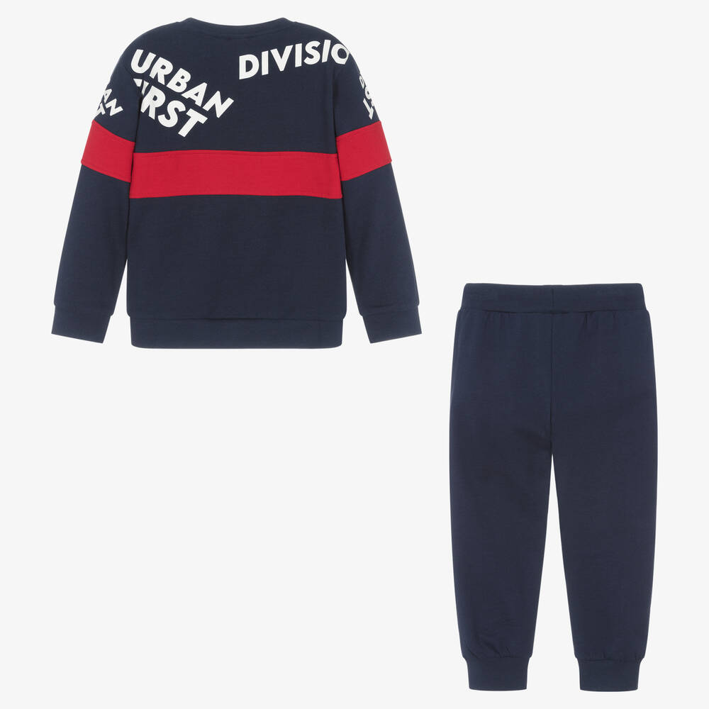 iDO Baby-Boys Blue & Red Cotton Tracksuit | Childrensalon Outlet