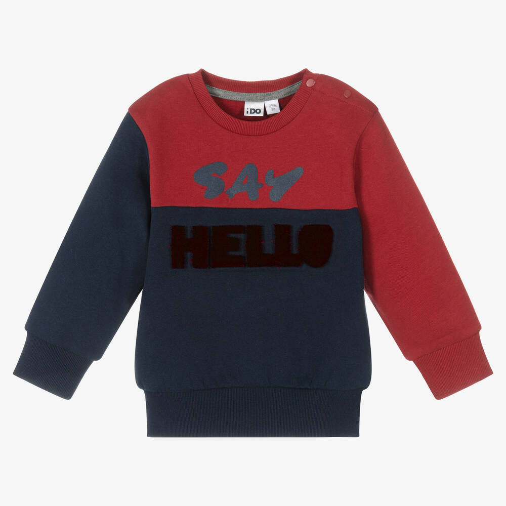 iDO Baby - Sweat bleu et rouge garçon  | Childrensalon