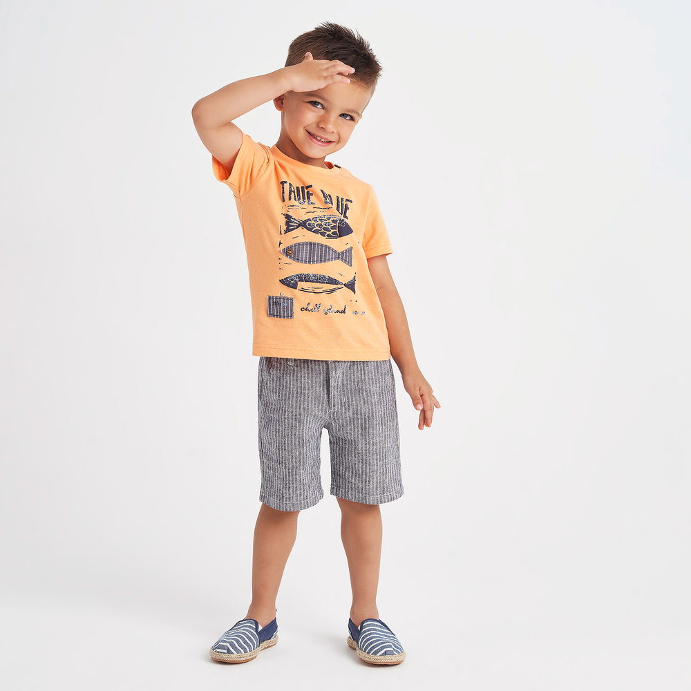 iDO Baby Boys Blue Stripe Linen Shorts Childrensalon Outlet