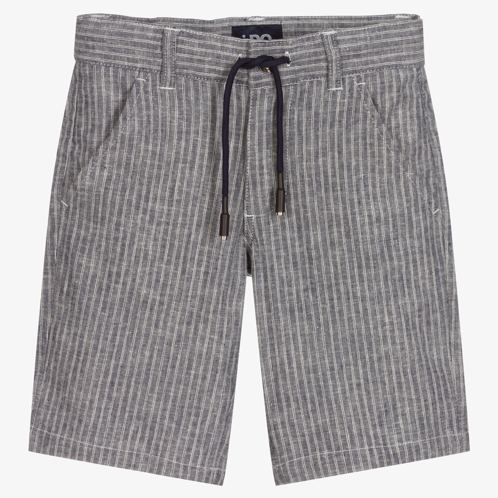 iDO Baby - Boys Blue Stripe Linen Shorts | Childrensalon