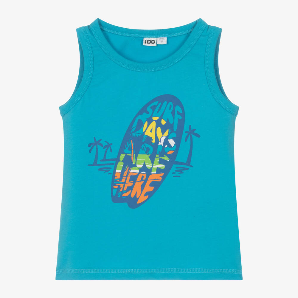 iDO Малыши-Boys Blue Surf Print Cotton Vest Top | Childrensalon Outlet