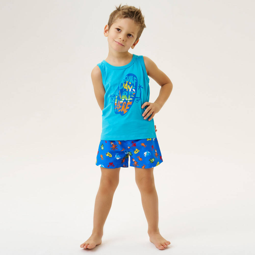 iDO Baby-Boys Blue Surf Print Cotton Vest Top | Childrensalon Outlet