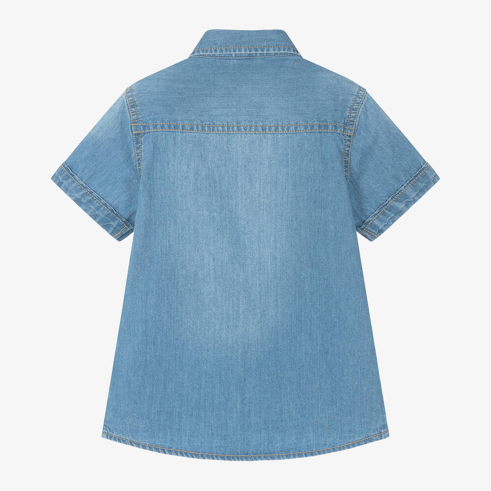 iDO Baby-Boys Blue Wash Chambray Shirt | Childrensalon Outlet