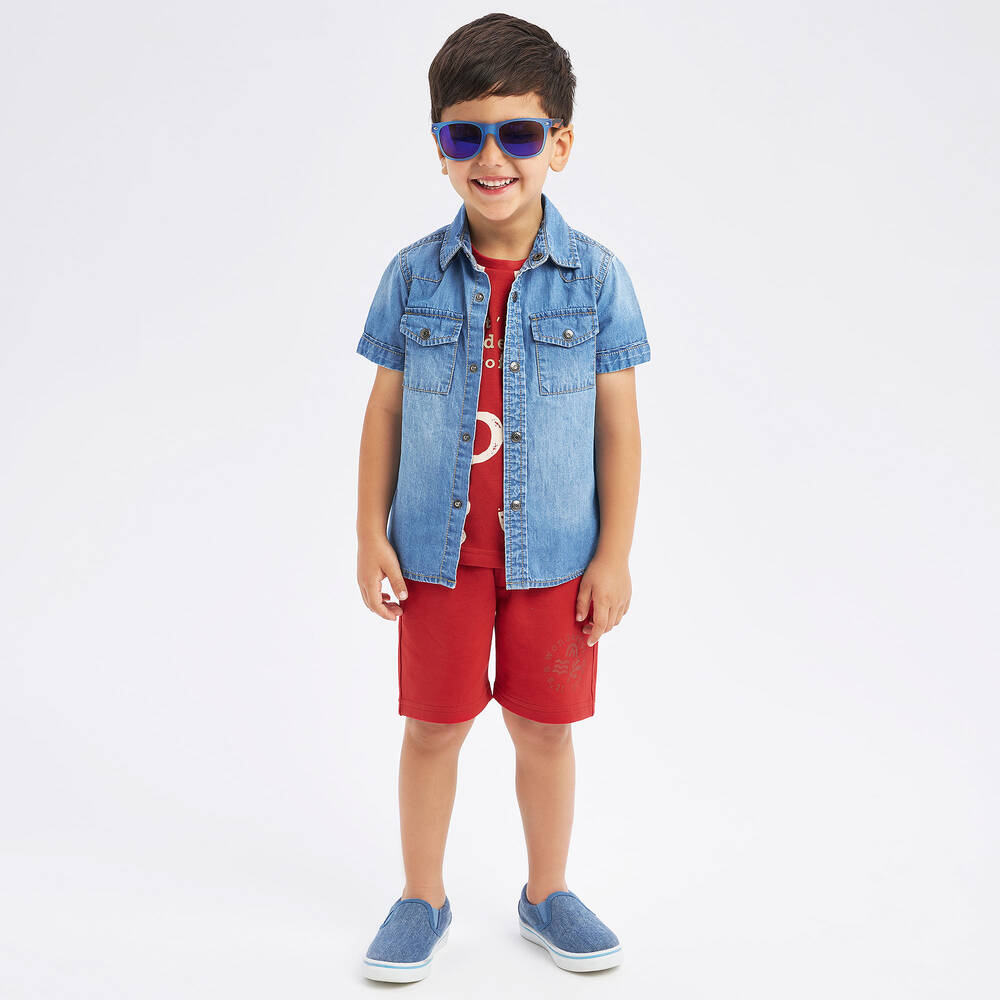 iDO Baby-Boys Blue Wash Chambray Shirt | Childrensalon Outlet