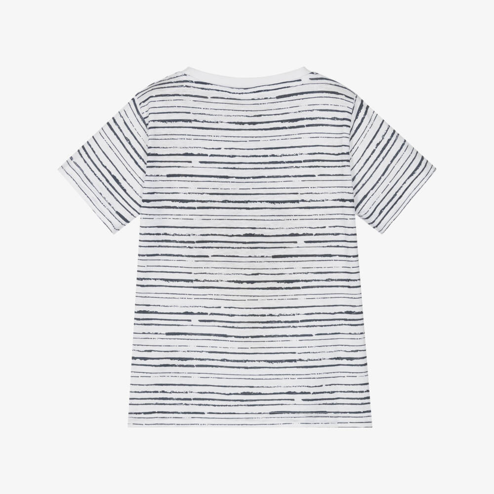 iDO Baby-تيشيرت ديناصور أزرق وأبيض للأولاد | Childrensalon Outlet