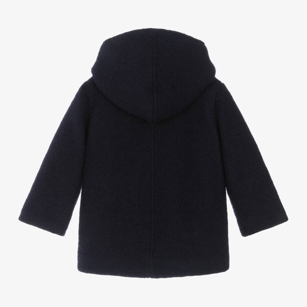 iDO Baby-Boys Blue Woollen Hooded Jacket | Childrensalon Outlet