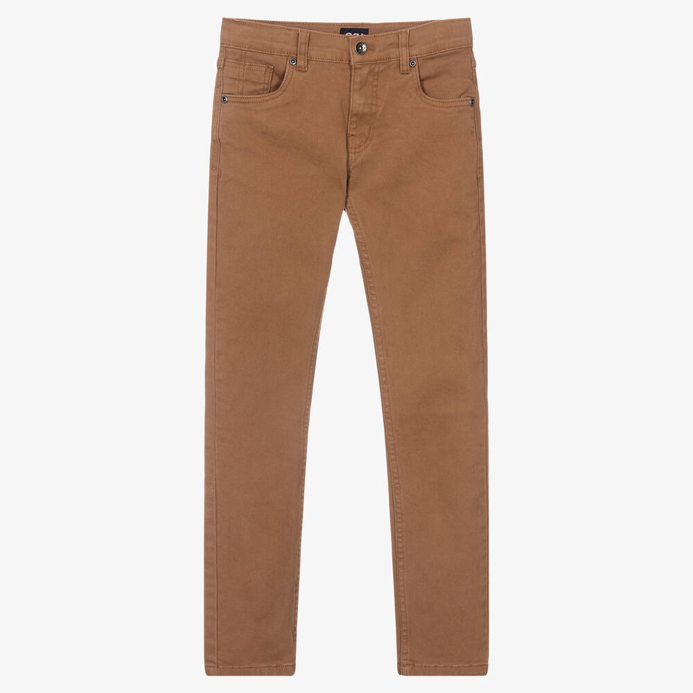 iDO Junior - Boys Brown Cotton Trousers | Childrensalon