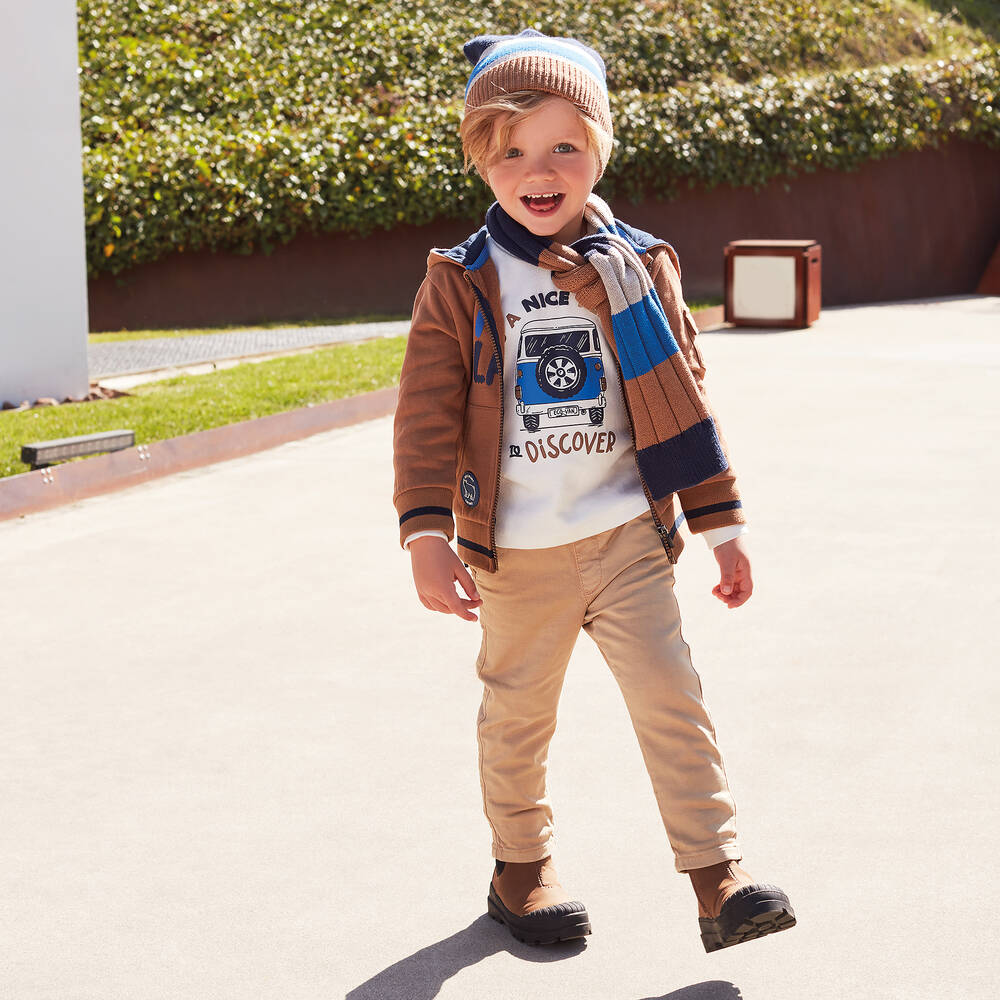 iDO Малыши-Коричневый топ с капюшоном на молнии | Childrensalon Outlet