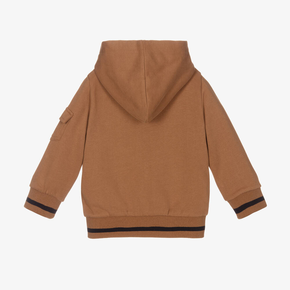 iDO Малыши-Коричневый топ с капюшоном на молнии | Childrensalon Outlet