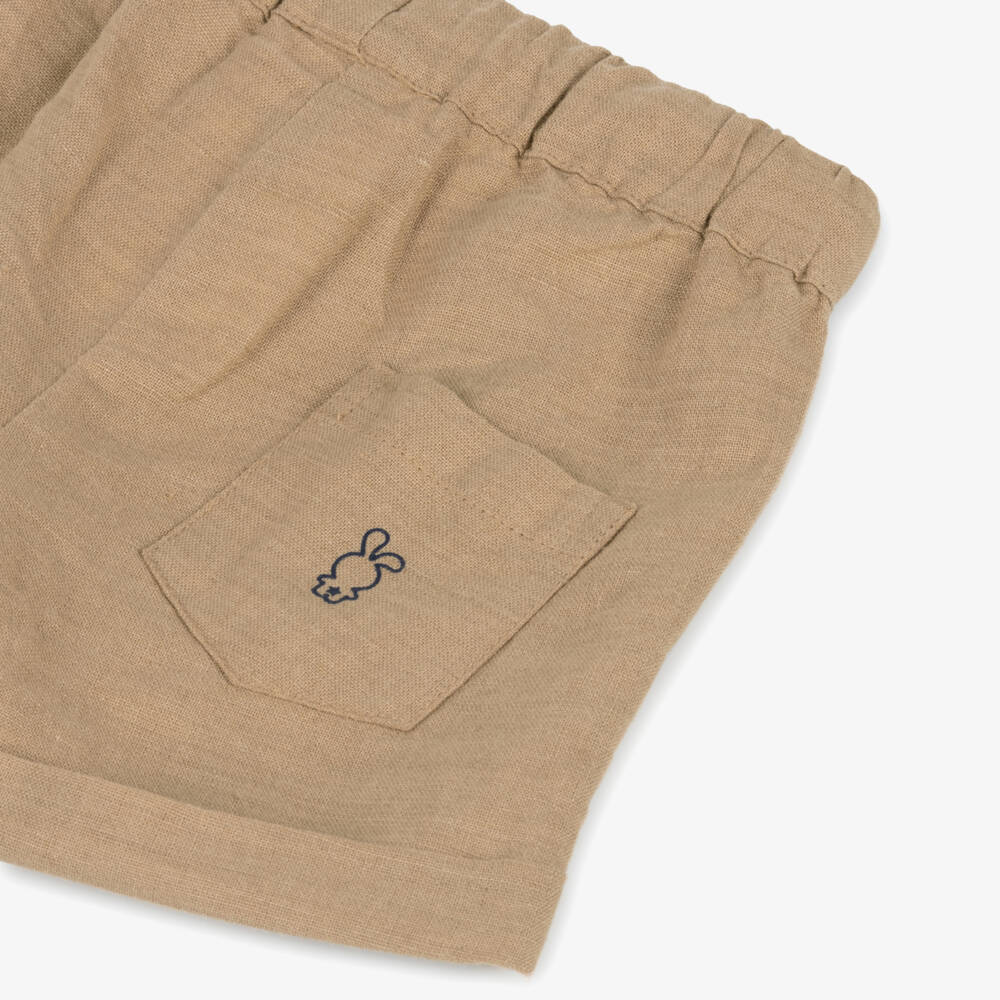 iDO Mini-Boys Camel Linen-Blend Shorts | Childrensalon Outlet