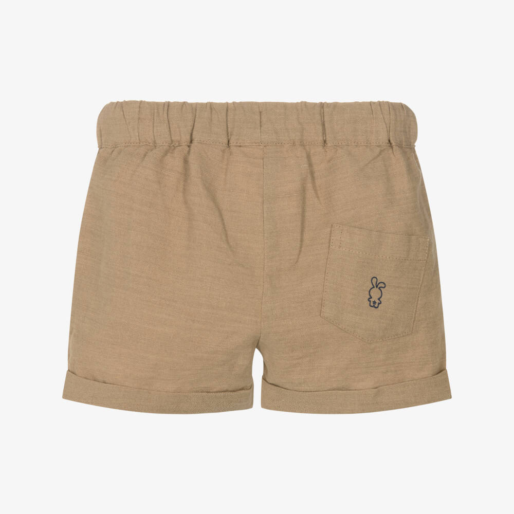 iDO Mini-Boys Camel Linen-Blend Shorts | Childrensalon Outlet