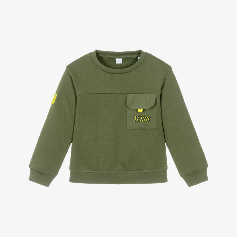 iDO Малыши-Boys Casual Green Jersey Sweatshirt | Childrensalon Outlet