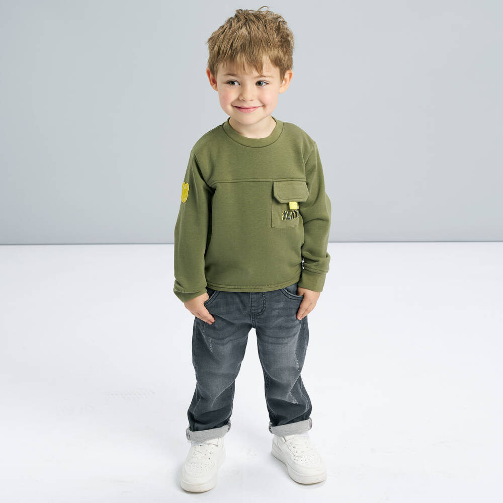 iDO Малыши-Boys Casual Green Jersey Sweatshirt | Childrensalon Outlet