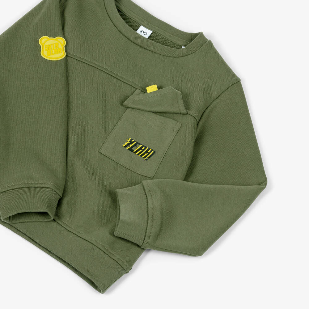 iDO Малыши-Boys Casual Green Jersey Sweatshirt | Childrensalon Outlet