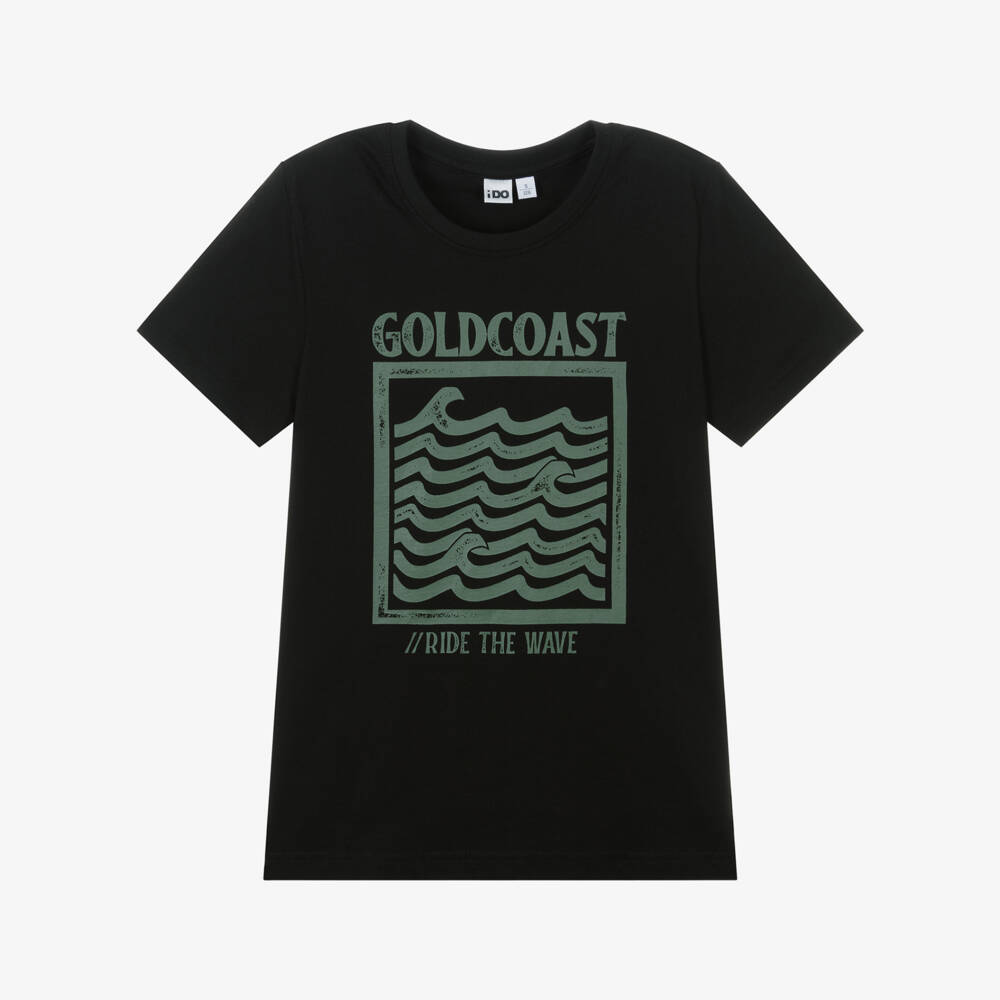 iDO Junior-Boys Charcoal Cotton Surf Tee | Childrensalon Outlet