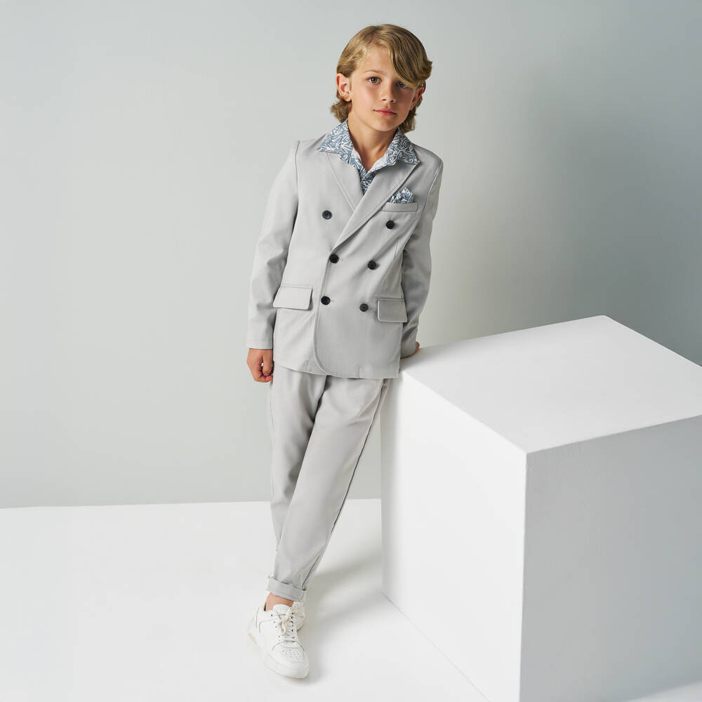 iDO Junior-Boys Charcoal Double-Button Suit Jacket | Childrensalon Outlet