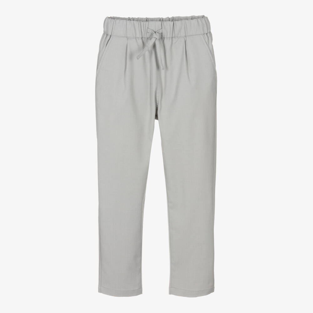 iDO Junior-Boys Charcoal Drawstring Carrot Trousers | Childrensalon Outlet