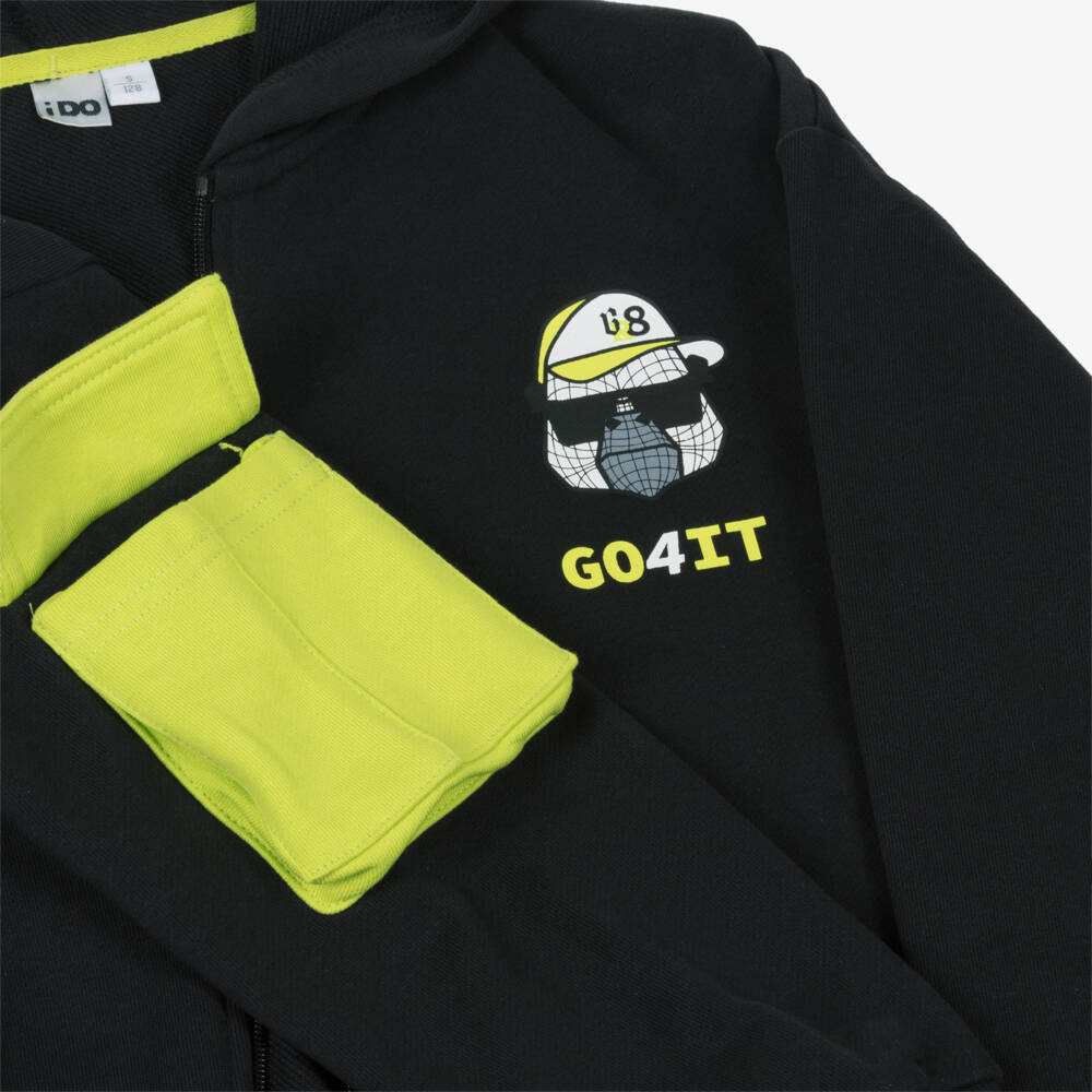 iDO Junior-Boys Classic Black Cotton Hoodie | Childrensalon Outlet