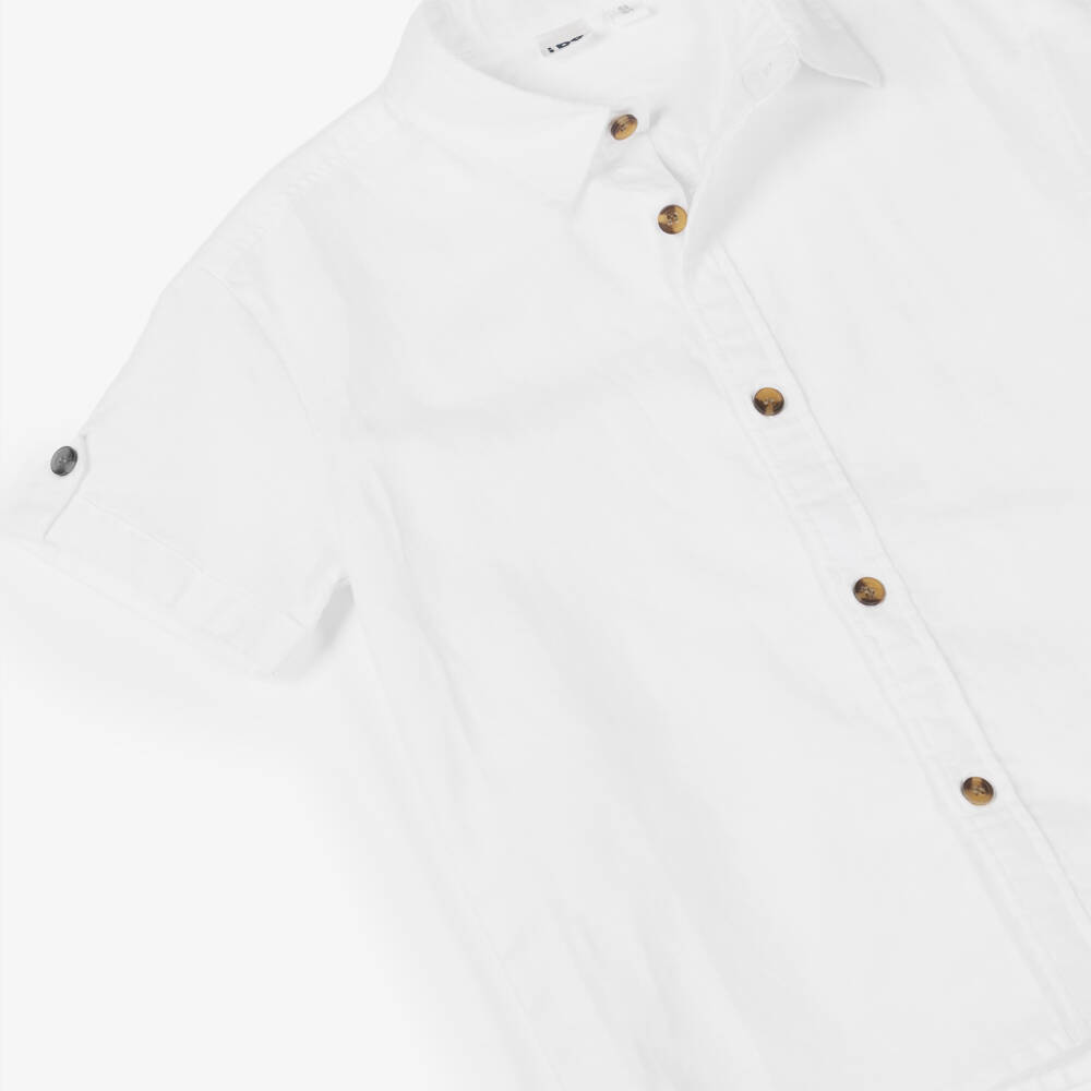 iDO Малыши-Классическая белая хлопковая-льняная рубашка для мальчиков | Childrensalon Outlet