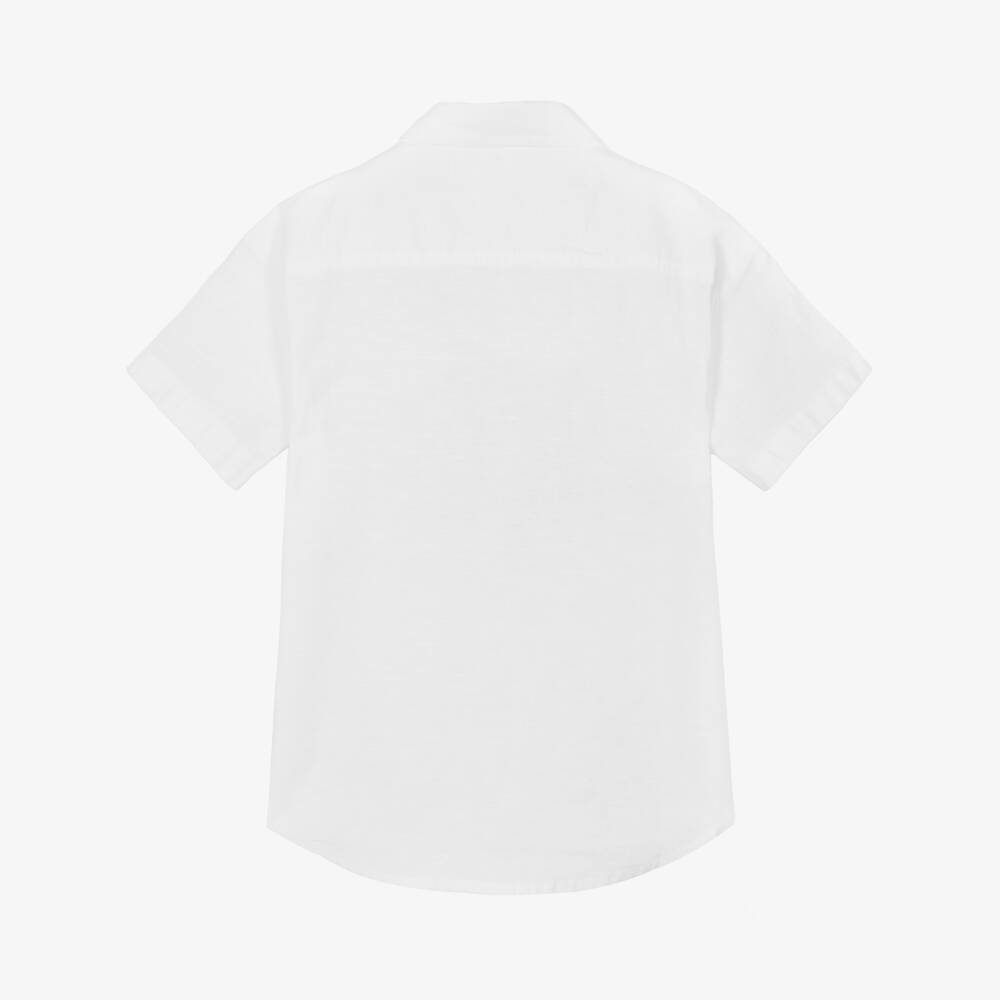 iDO Малыши-Классическая белая хлопковая-льняная рубашка для мальчиков | Childrensalon Outlet