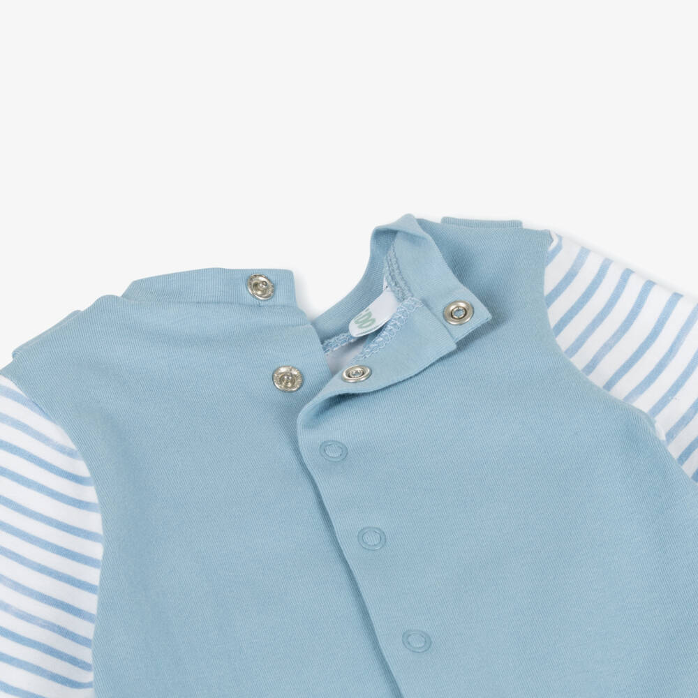 iDO Mini-Boys Cotton Blue Bear Sleepsuit | Childrensalon Outlet
