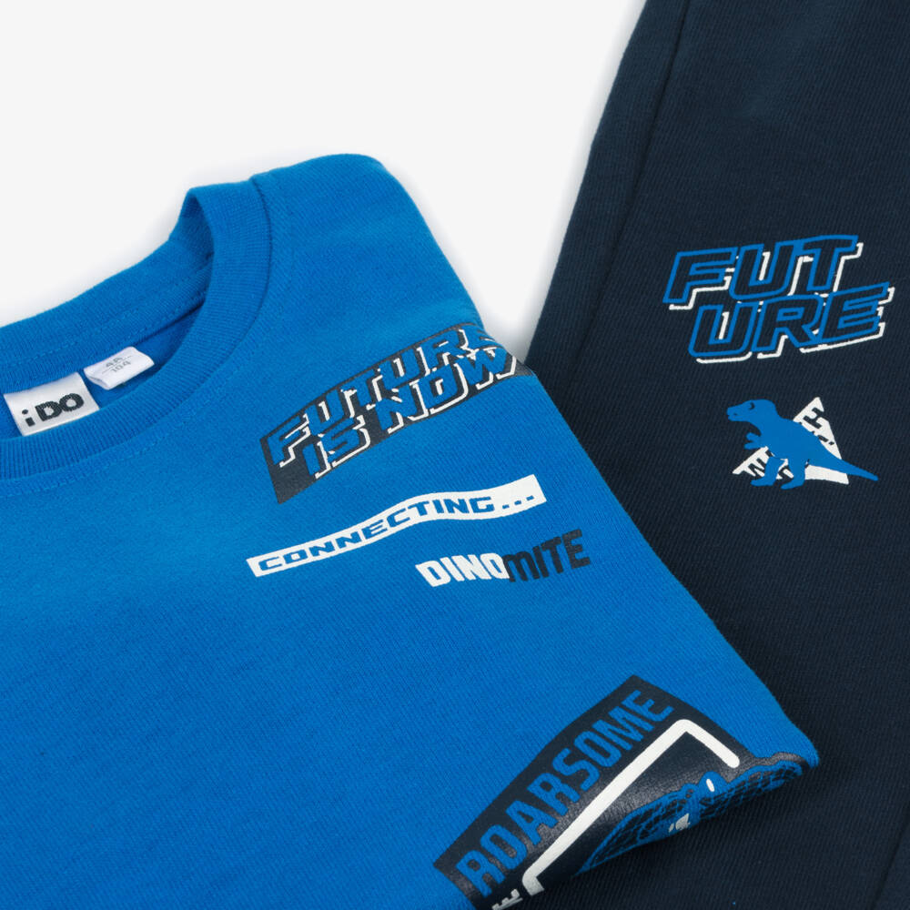 iDO Baby-بدلة رياضية مزيج قطن لون أزرق للأولاد | Childrensalon Outlet