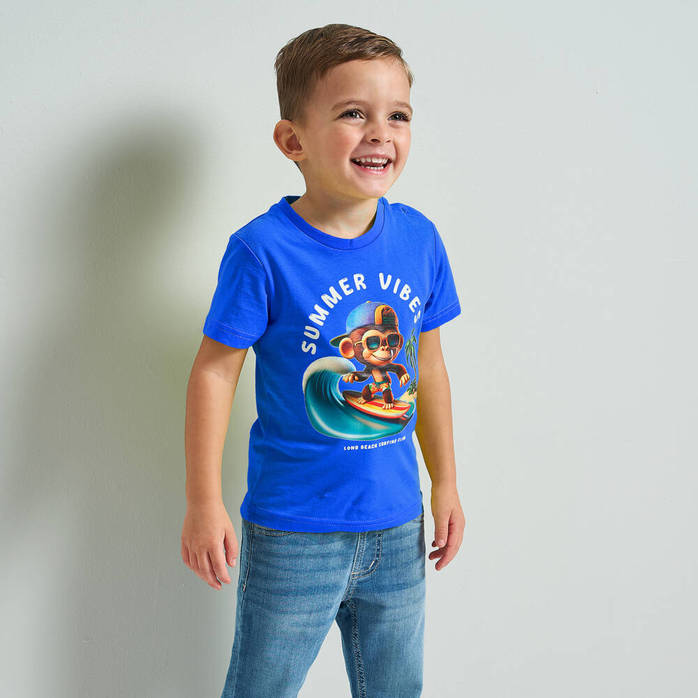 iDO Baby-Boys Cotton Tee with Surfing Apes | Childrensalon Outlet