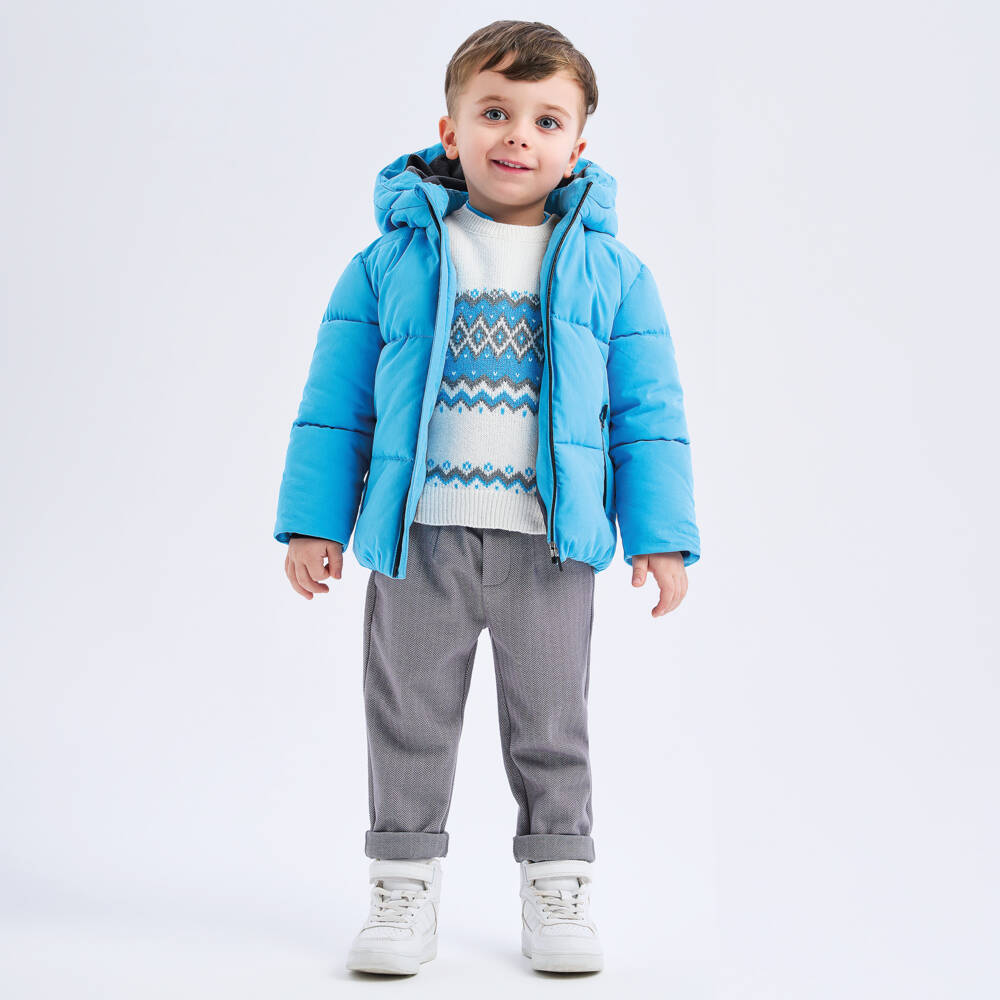iDO Baby-Boys Cream & Azure Knit Sweater | Childrensalon Outlet