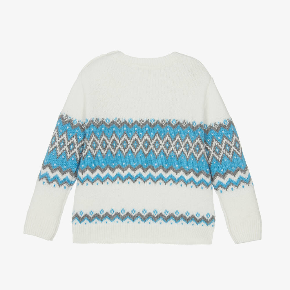 iDO Baby-Boys Cream & Azure Knit Sweater | Childrensalon Outlet
