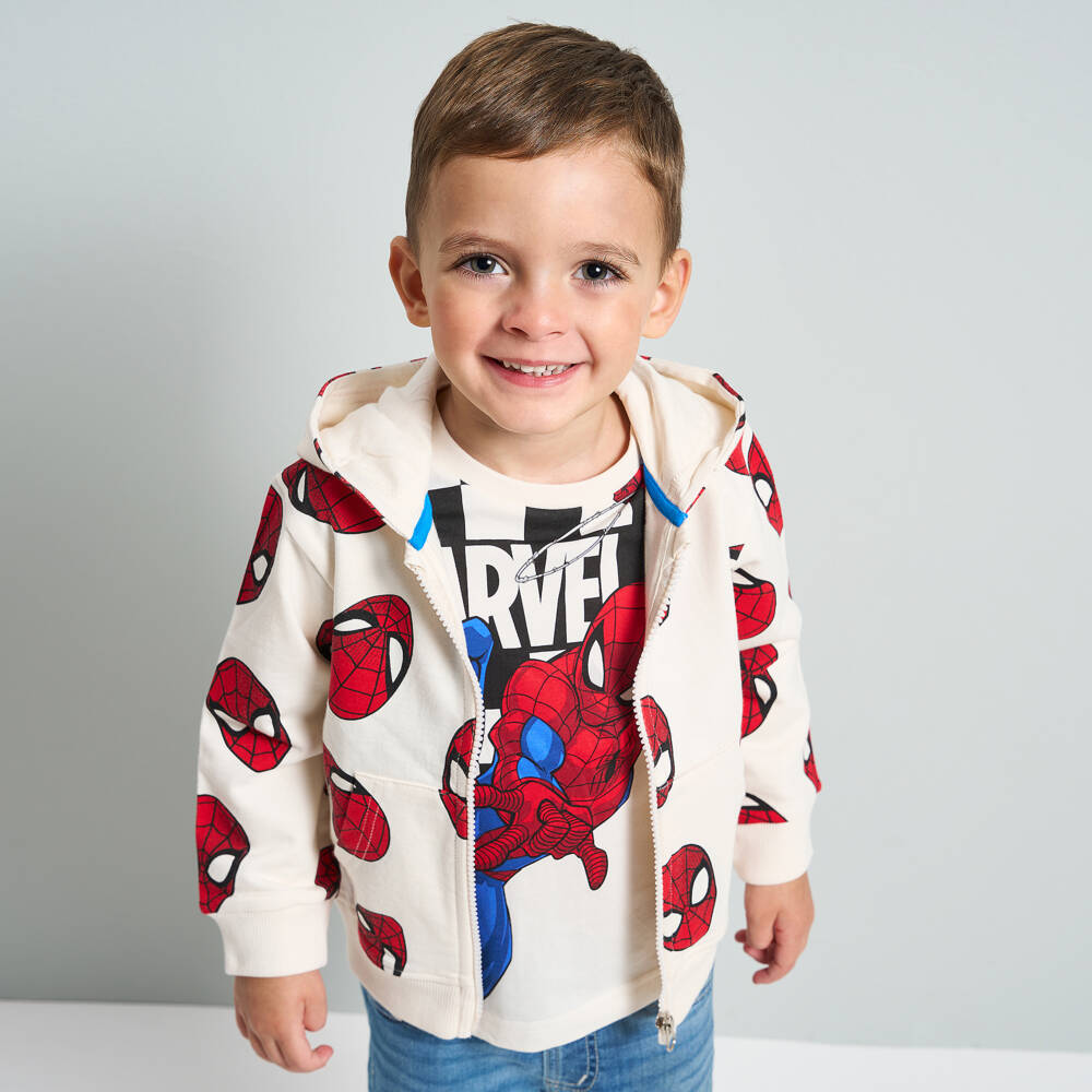 iDO Baby-جاكيت هودي سبايدرمان كريمي للأولاد | Childrensalon Outlet