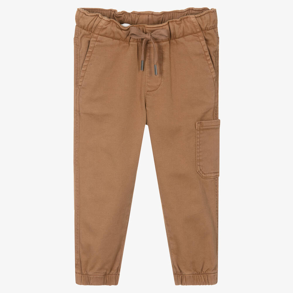 iDO Baby - Boys Dark Beige Cotton Twill Trousers | Childrensalon