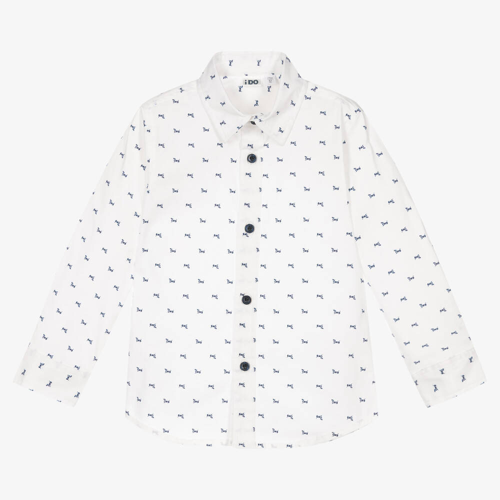 iDO Baby-Boys Dog Print White Shirt | Childrensalon Outlet