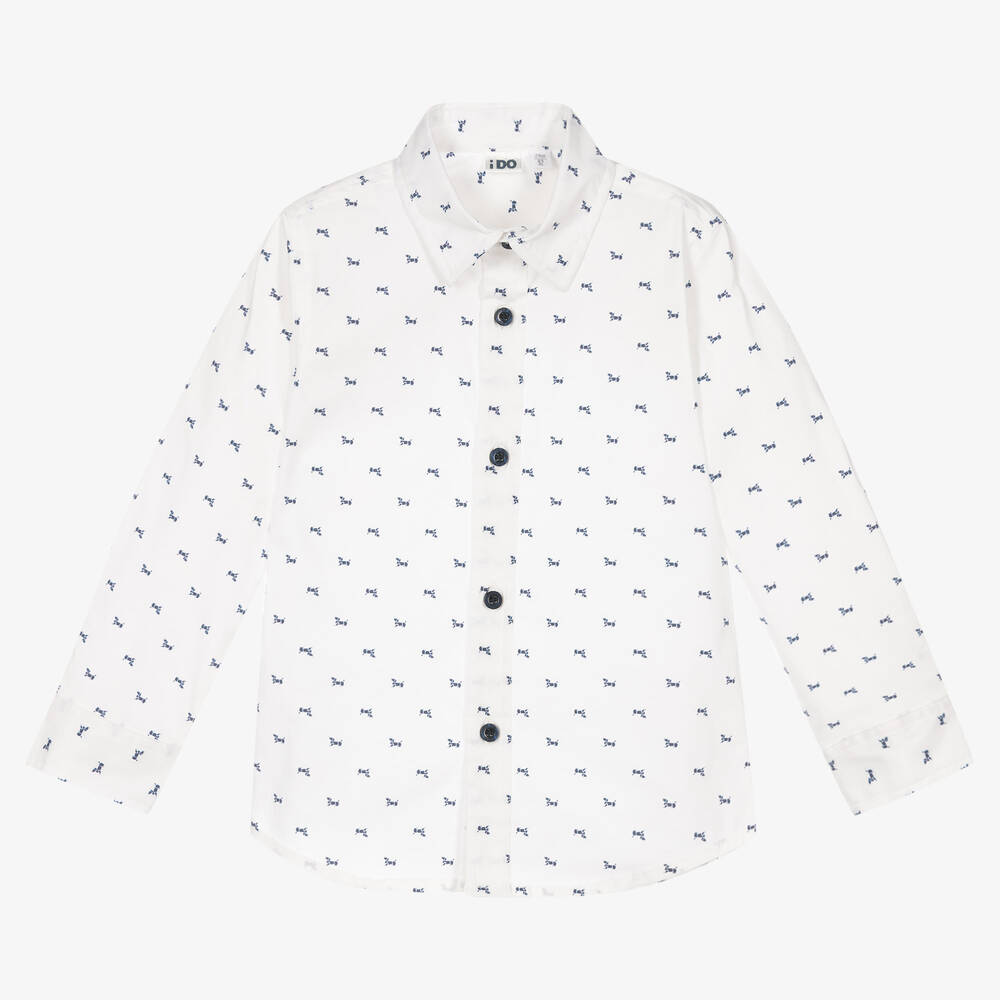 iDO Baby - Boys Dog Print White Shirt | Childrensalon