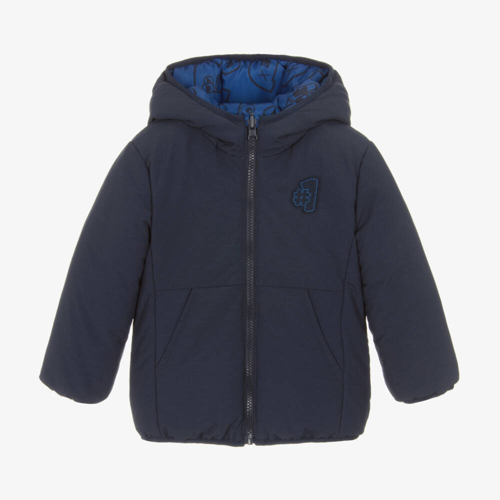 iDO Малыши-Boys Dual-Style Blue Hooded Coat | Childrensalon Outlet