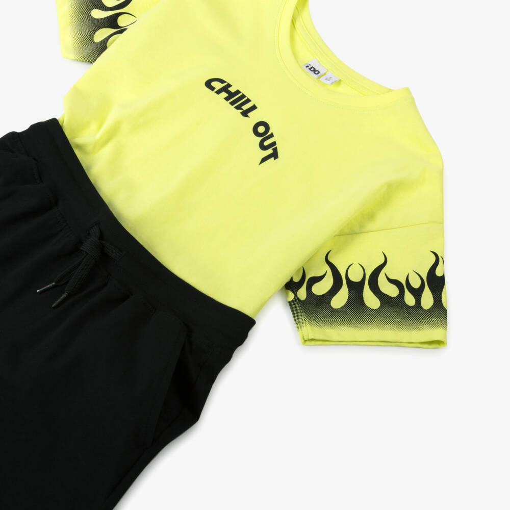 iDO Junior-Boys Fiery Yellow & Black Cotton Set | Childrensalon Outlet