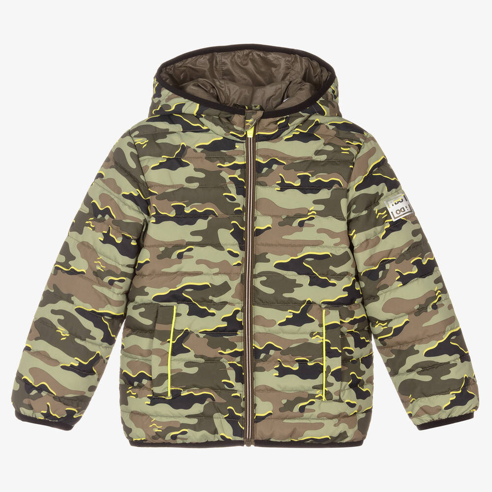 iDO Baby - Boys Green Camo Puffer Jacket | Childrensalon