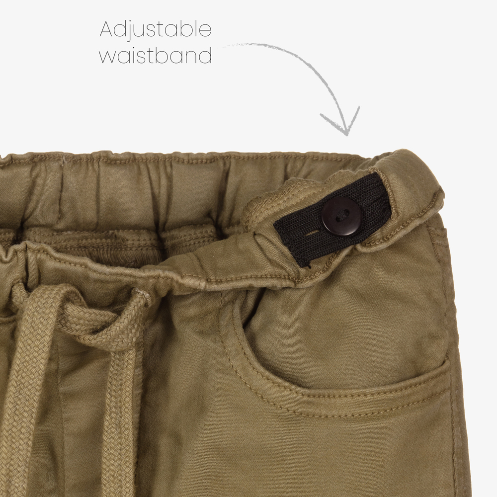 iDO Junior-بنطلون قطن تويل لون أخضر كاكي للأولاد | Childrensalon Outlet