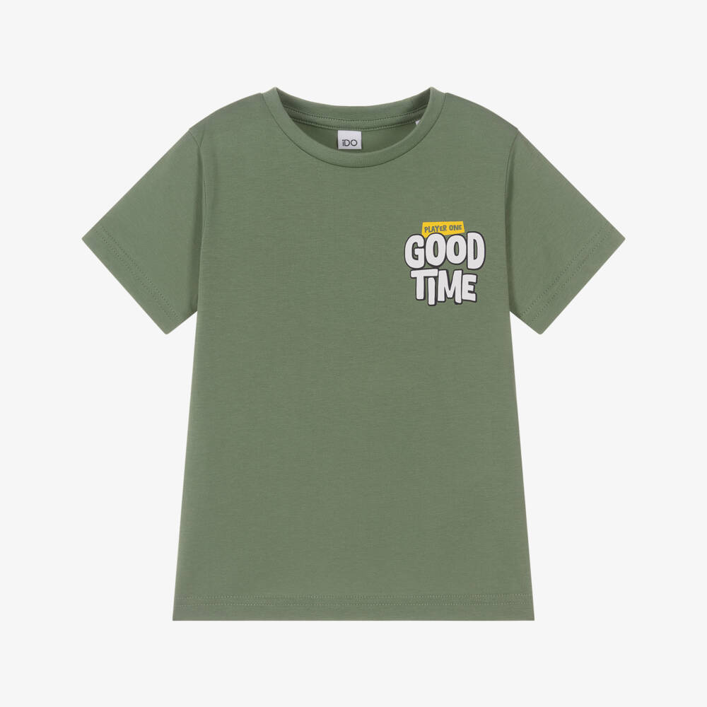 iDO-Boys Green Cotton Gaming Themed T-Shirt | Childrensalon Outlet