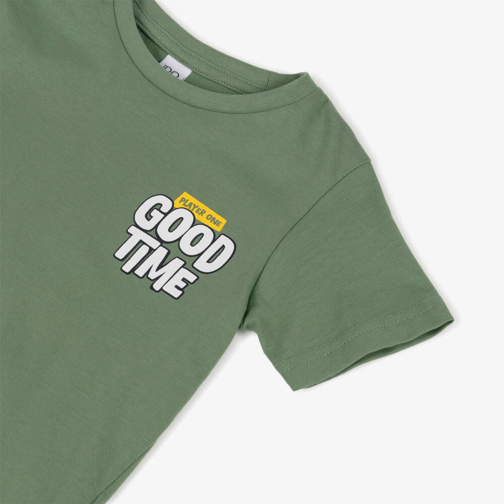 iDO-Boys Green Cotton Gaming Themed T-Shirt | Childrensalon Outlet