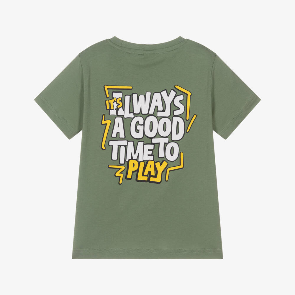 iDO-Boys Green Cotton Gaming Themed T-Shirt | Childrensalon Outlet