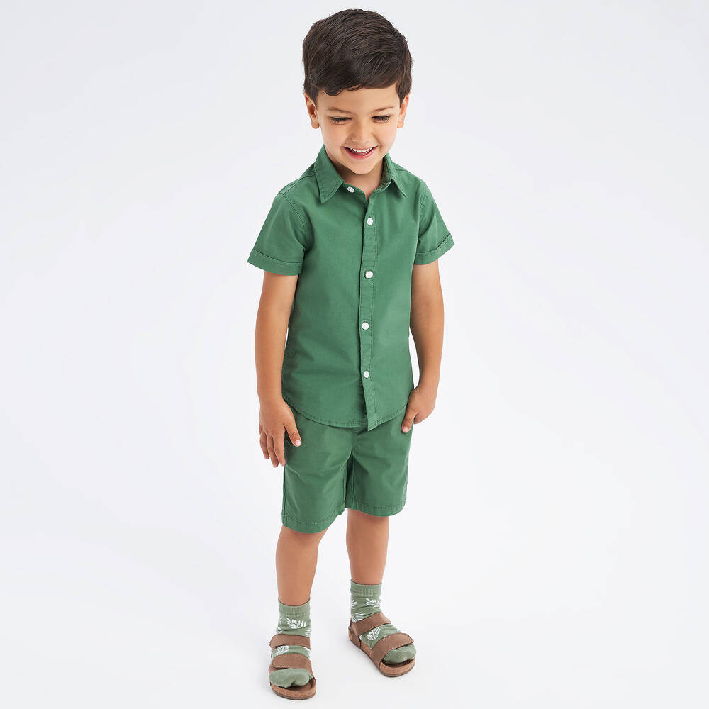 iDO Baby-Boys Green Cotton Shorts | Childrensalon Outlet