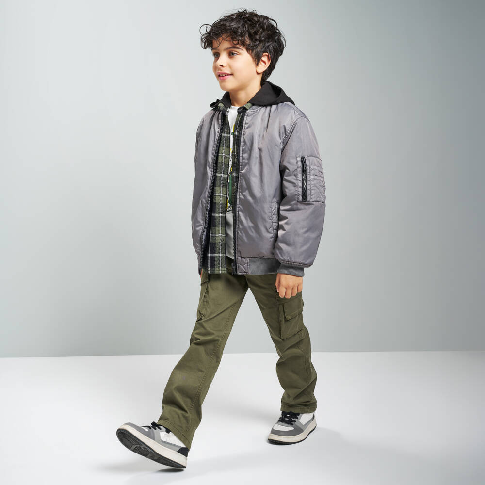 iDO-Boys Green Cotton Straight Fit Cargo Trousers | Childrensalon Outlet
