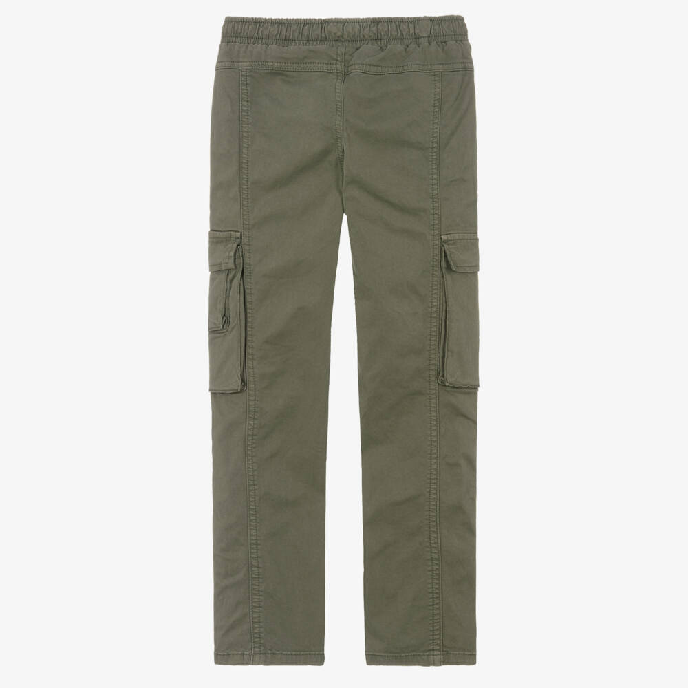 iDO-Boys Green Cotton Straight Fit Cargo Trousers | Childrensalon Outlet